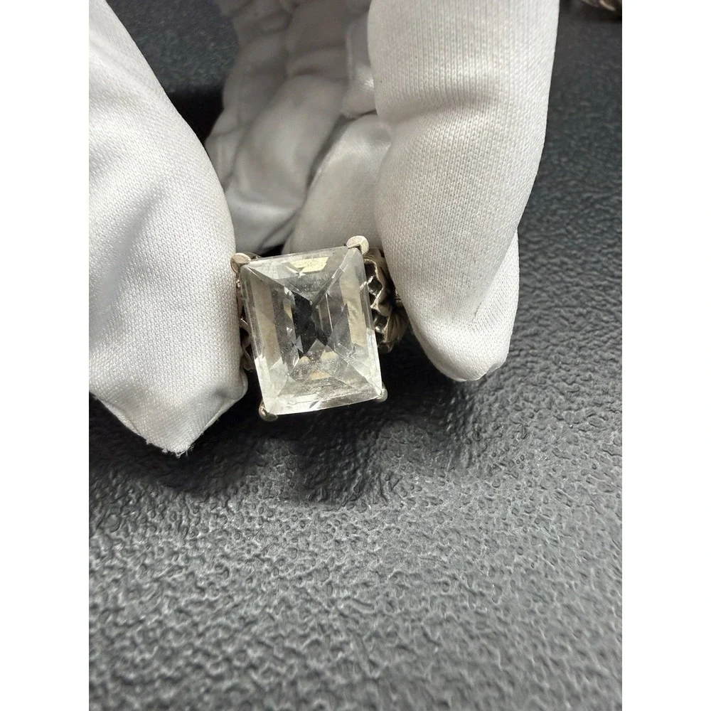 Modern Designer High Quality Faceted Quartz Flower Ring Sz 6